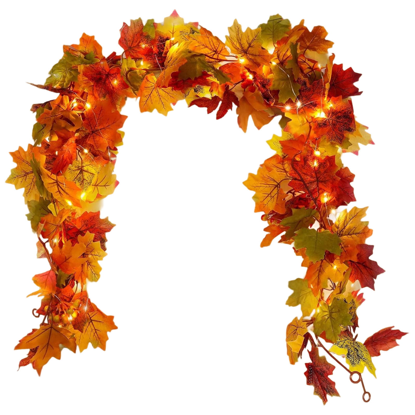Staron Guirlande d'Automne avec Lumières, Guirlande d'Automne 5,9 Pi Décorations d'Automne pour la Maison Feuille d'Érable Réaliste Décor d'Automne d'Action de Grâce Décorations d'Halloween Intérieur Extérieur