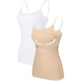 thumbnail image 3 of Charmo Camisole Basique pour Femme à Bretelles Spaghetti Ajustables avec Soutien-Gorge Intégré, Débardeur, Lot de 2, 3 of 7