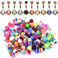 thumbnail image 2 of BodyJ4You 60PC Belly Button Ring Set 14G Mix CZ Rose Goldtone Steel Acrylic Banana Piercing Jewelry, 2 of 7