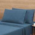 thumbnail image 2 of Mainstays Cotton Rich Extra Soft Jersey Bed Sheet Set, Double, Dark Blue, 4 Pieces, 2 of 6