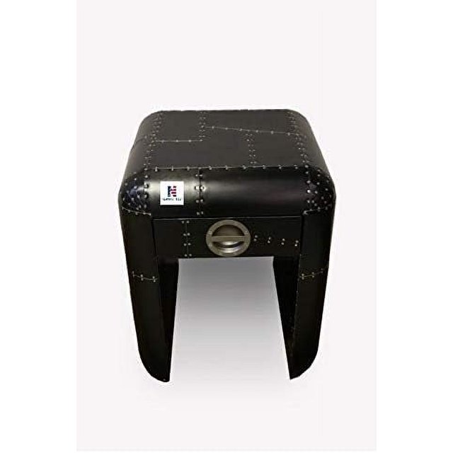 Nautical-Mart Table d'Appoint Industrielle / Aviateur Table de Bout Mobilier en Aluminium (Noir)