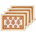 thumbnail image 1 of Vargottam Napperons - Napperon pour Table à Manger, Ensemble de 4 - Serviette en Coton Imprimée et Réversible - Napperons d'Intérieur pour Table de Salle à Manger à la Maison et en Cuisine - Floral Asiatique (Rouge et Jaune), 1 of 5