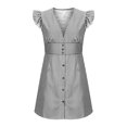 thumbnail image 1 of Offres du Jour Liquidation Iumwxz Robe Sans Manches à Col en V pour Femmes Affaires Robe Tunique Ligne A Robes Graphiques à Rayures Robes Élégantes pour Fête de Vacances, 1 of 6