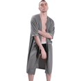 thumbnail image 3 of Women‘s Zipper Robes 3/4 Sleeve Zip Front Robe Knee Length Lightweight Housecoats with Pockets, 3 of 10