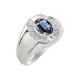 thumbnail image 4 of RYLOS Sterling Silver Ring 8X6MM Oval Gemstone & Diamond Unisex Rings Alexandrite June Birthstone Ring Size 11, 4 of 7