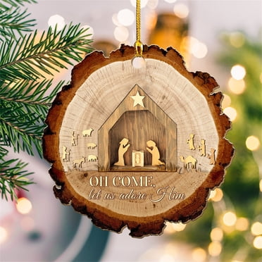 Noël,Décorations de Noël,Ornements pour Arbre de Noël,Ornements de la Nativité Sublimation Décor de Noël Unique Design Christ Bébé Mary Cadeau Décoration d'Arbre de Noël
