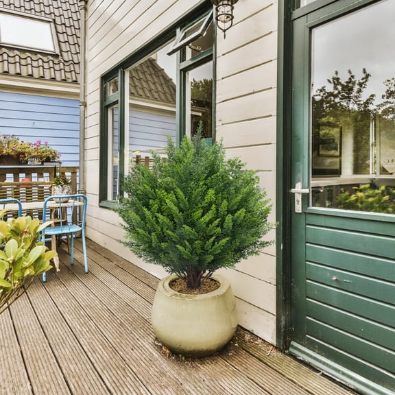 Birdeem Front Porch Decor,Outdoor Tree Lights,Artificial Cedar Topiary Ball Trees for Outdoors with Ground Spike Faux Plants Into Anywhere Shrubs Bushes for Room Front Porch,Fall Front Porch Decor
