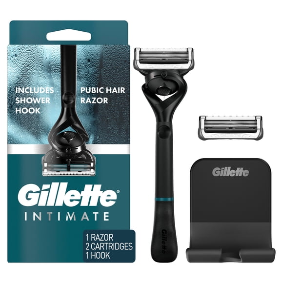 Gillette Intimate Pubic Hair Razor for Men, Men’s Pubic Razor for Manscaping, Gentle and Easy to Use, Designed For Pubic Hair, 1 Razor Handle, 2 Razor Blade Refills