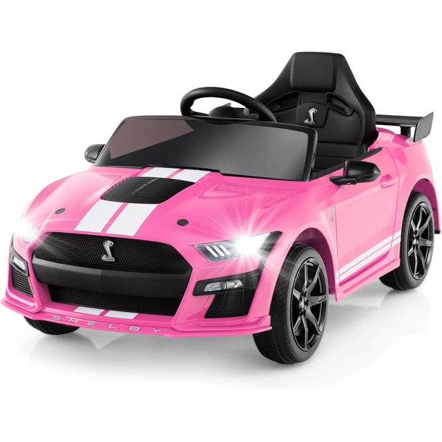 Licensed Ford Mustang GT500 Ride on Car for Kids by OLAKIDS, Battery Powered Electric Vehicle with Remote Control, Headlight, Power Display, USB, Music, Radio, Aged 3-8