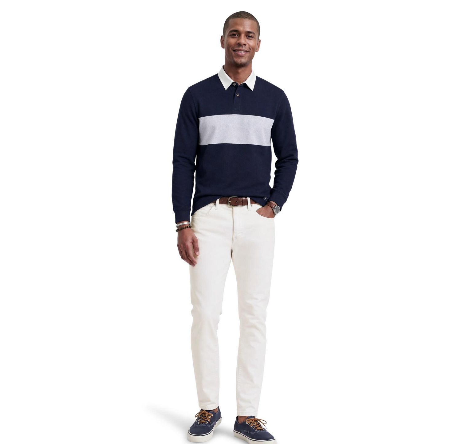 Izod Men's Long Sleeve Rugby Shirt, Sizes S-XXL