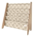 thumbnail image 1 of 3 Sprouts Recycled Fabric Kids Book Rack Storage Bookshelf Organizer in Beige Checkerboard for Ages 3+, 1 of 4