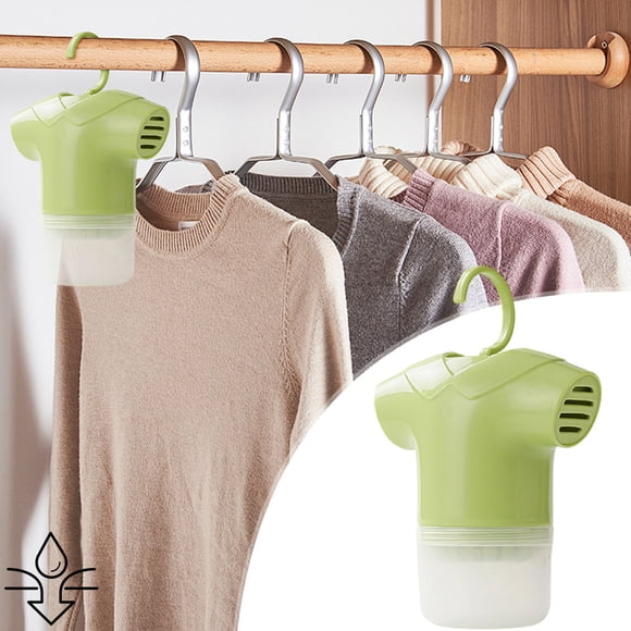 Reusable Hanging Closet Dehumidifier - Moisture Absorber Box for Wardrobe/Bathroom/Basement, Plastic Dehumidifying Bags with Hooks for Rainy Season Indoor Use(Green)_