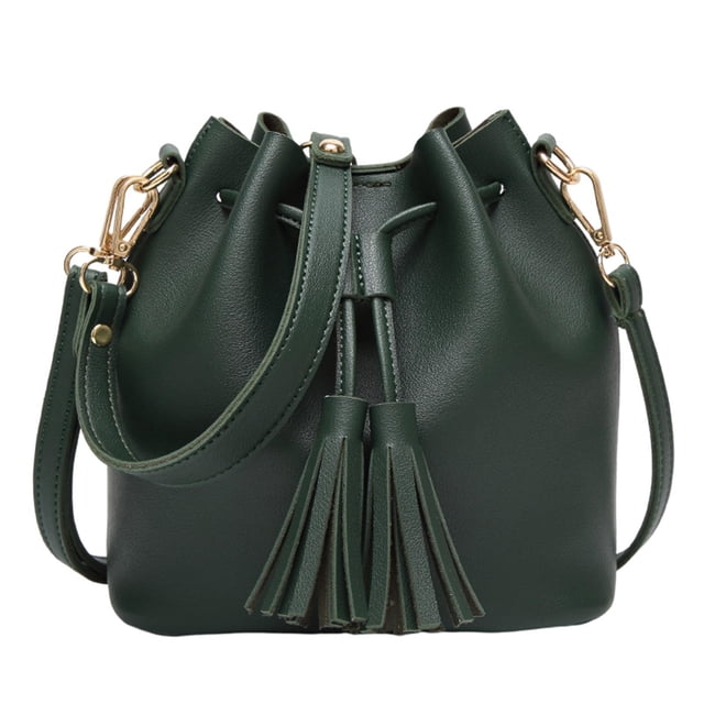 Maytalsory Chic Small Shopping Bucket Shoulder Bag Drawstring Purse Handbag Blue Green 22x11x19CM 1Set