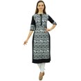 thumbnail image 1 of Phagun Kurta Droite Noire de Designer pour Femme, Manches 3/4, Kurti Décontractée Imprimée-24, 1 of 8