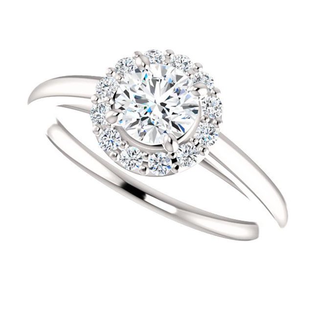 Bagues de Mariage Diamond Rondes Excellentes 1.12 Ct pour Dames Or Blanc Massif 14K