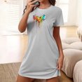 thumbnail image 1 of Mefallenssiah Chemise de Nuit Courte Surdimensionnée pour Femmes Mode Imprimé Poitrine Manches Courtes, 1 of 7