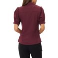 thumbnail image 3 of INSPIRE CHIC Chemise de Bureau Essentielle pour Femme à Manches Bouffantes, Col en Pointe, Boutonnée, TP Rouge Foncé, 3 of 6