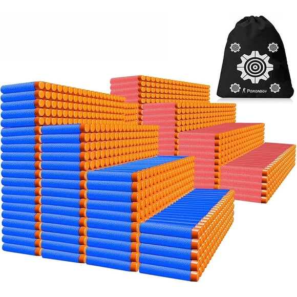 HHHC Lot de 1200 Fléchettes de Recharge Compatibles avec des Pistolets Nerf, Fléchettes de Recharge en Mousse Compatibles avec des Pistolets Nerf Série N-Strike Elite Blaster Jouets pour Enfants (Sac de Rangement Inclus)