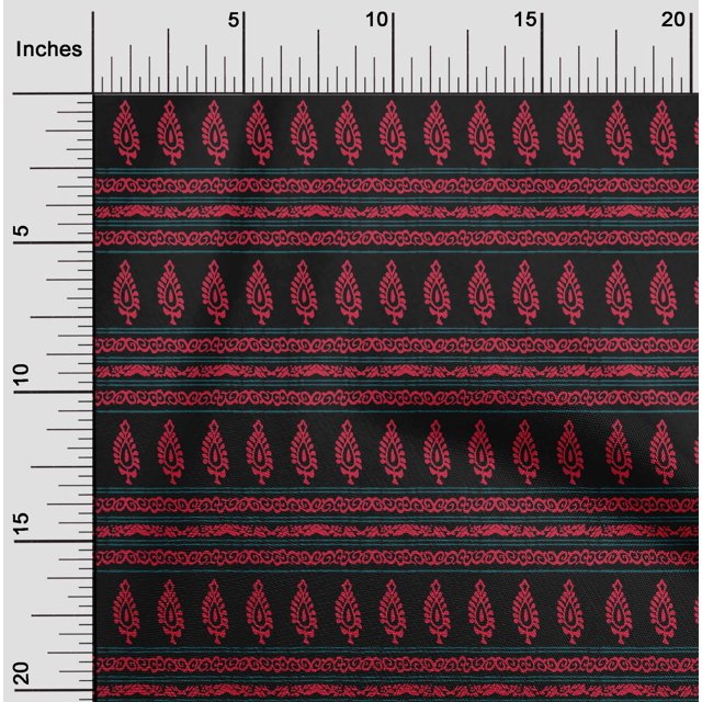 oneOone Polyester Lycra Fabric Stripe|Swirl & Floral Block Printed Craft Fabric BTY 56 Inch Wide