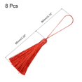 thumbnail image 2 of Unique Bargains 6.5' Silky Bookmark Tassels with Loop for DIY Craft Accessory, 8Pack Red, 2 of 5