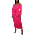 thumbnail image 1 of Birdeem Robe Longue à Manches Longues pour Femmes Mode Unie avec Nœud en V Taille Haute pour Fête, 1 of 1