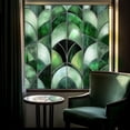 thumbnail image 1 of Elegant Green Fan Shaped Glass Window Film Static Cling Privacy Decal For Home Interior Doors Bathrooms And Kitchen, 1 of 4