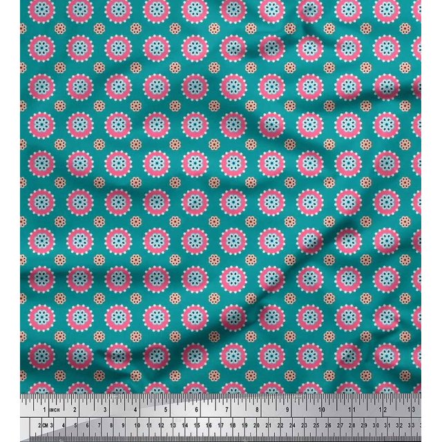 Soimoi Modal Satin Fabric Flower Artistic Print Fabric by Yard 42 Inch Wide