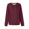 thumbnail image 4 of Chandails en Molleton Col en V pour Femmes Manches Longues Décontractées Tops Chandail Oversize, 4 of 5