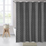 Dvkptbk Gray Shower Curtain Fabric, Farmhouse Shower Curtains for Bathroom, Soft Thick Bath Curtain Hotel Quality, Light-Weight & Machine Washable, Modern