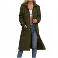 thumbnail image 4 of JGGSPWM Cardigan Long Décontracté pour Femmes 2025 Manteaux d'Hiver Veste d'Automne Col Rabattu Poche Fermeture Éclair Manteau d'Extérieur Vert P, 4 of 6