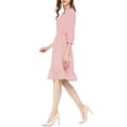thumbnail image 4 of INSPIRE CHIC Women's Layered Ruffle Hem 3/4 Sleeves Smocked Chiffon A-Line Dress XL Pink, 4 of 8
