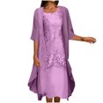 thumbnail image 2 of EGNMCR Robes de Fête pour Femmes Mode Femmes Décontractée Robe Sans Manches à Col en V Unie Manteau à Manches Longues Ensemble Deux Pièces, 2 of 6