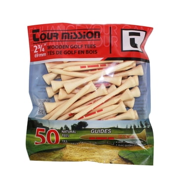 2 3/4" (69mm) Natural Wooden Golf Tees, pack of 50 by Tour Mission