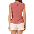 thumbnail image 3 of INSPIRE CHIC Blouse Sans Manches pour Femme, à Volants, Plissée, Blouse CHIC pour le Travail, S Rose Foncé, 3 of 8