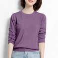 thumbnail image 4 of Yuyuzo Long Sleeve Shirts for Women Crewneck Ribbed Knit Sweater Tops Solid Color Loose Pullover, 4 of 5