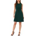 thumbnail image 2 of INSPIRE CHIC Robe Midi Évasée Sans Manches de Travail pour Femme, Couleur Unie, Ligne A, TG Vert Foncé, 2 of 6
