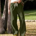 thumbnail image 2 of Timegard Womens Cotton Linen Pants Elastic Waist Wide Leg Solid Color Trend Lounge Pants with Pockets, 2 of 7