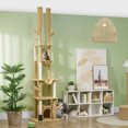 thumbnail image 2 of PawHut 89"-100" Floor to Ceiling Cat Tree w/ Scratching Posts, Brown, 2 of 10
