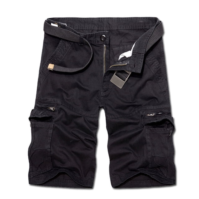 Mens Shorts Men Casual Solid Fashion Zipper Button Pockets Cropped Cargo Shorts