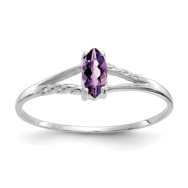 14K White Gold Amethyst Birthstone Ring