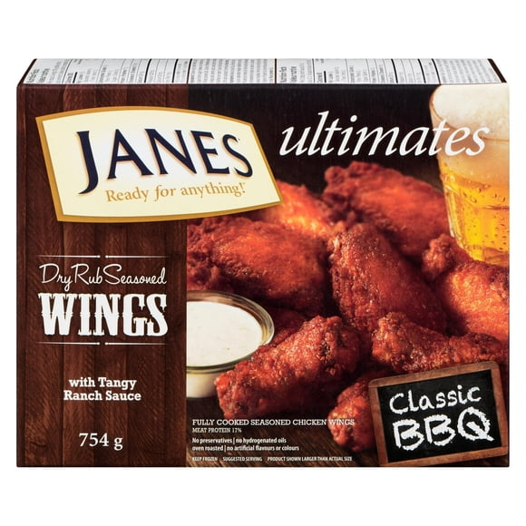 Janes ultimates Dry Rub Seasoned Chicken Wings Classic BBQ, Chicken Wings, 754g