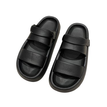 pitrice 1 Pair EVA Summer Slipper Girls Beach Open-toe Sandals Traveling Pool Party Casual Style Slides Shoes Footwear Black Size 40/41