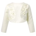 thumbnail image 1 of TSSOE Boléro Shrug à Manches Longues pour Filles, Broderie Florale, Robe de Princesse, Couvre-Robe, Cardigan Court, Champagne 140, 1 of 7
