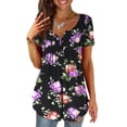 thumbnail image 2 of Blouses à Manches Courtes pour Femmes Mode Imprimée Décontractée Col en V T-Shirt Ample Blouse Hauts à Manches Courtes pour Femmes, 2 of 6
