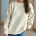 thumbnail image 2 of Besolor Sweaters for Women Fall Long Sleeve Casual Loose Knitted Solid Color Basic Pullover Sweater Tops, 2 of 3