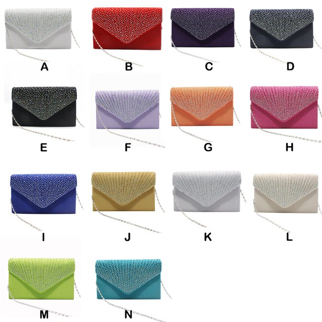 VONKY Women Envelope Bag Portable Hasp Rhinestone Replacement Stylish Solid Color Party Banquet Bridal Handbag Pouch Rose Red