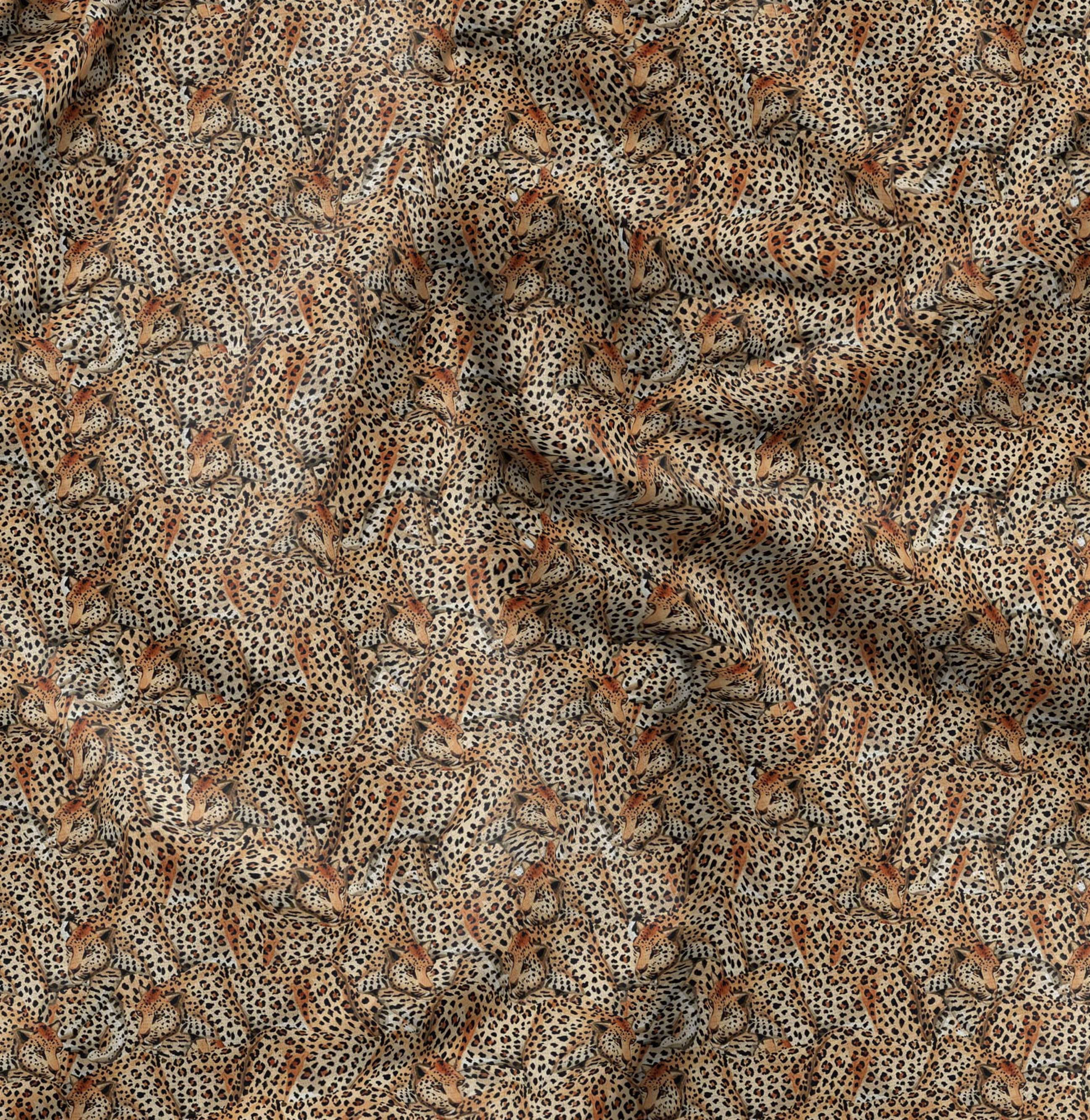 Soimoi Crepe Silk Fabric Leopard Animal Decor Fabric Printed Yard 42 Inch Wide