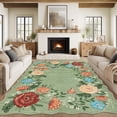 thumbnail image 3 of Garvee 8'x10' Floral Area Rugs, Washable Boho Rugs Ultra Soft Print Carpet, Non-Slip Low Pile Rug Stain Resistant Distressed Indoor Rugs for Living Room Bedroom Dining Room, Green, 3 of 9