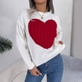 thumbnail image 2 of Fgnfyis Chandails pour Femmes Automne Hiver Imprimé Cœur Manches Longues Col Rond Tricoté Chandail Doux Chaud Col Roulé Décontracté Élégant Blanc G, 2 of 6