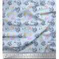 thumbnail image 1 of Soimoi Blue polyester Crepe Fabric Text & Cupcakes Food Print Fabric by the Yard 52 Inch Wide, 1 of 1